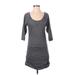Bobi Casual Dress - Shift Scoop Neck 3/4 sleeves: Gray Marled Dresses - Women's Size Small