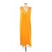 H&M Casual Dress - Midi V-Neck Sleeveless: Orange Print Dresses - Women's Size Large