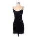 Guess Casual Dress - Party Plunge Sleeveless: Black Print Dresses - Women's Size X-Small