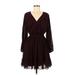 Madewell Cocktail Dress - Mini V-Neck Long sleeves: Burgundy Dresses - Women's Size Medium