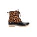 Yoki Ankle Boots: Brown Leopard Print Shoes - Women's Size 10 - Round Toe