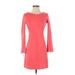 Theory Casual Dress - Sheath High Neck Long sleeves: Red Print Dresses - Women's Size Small