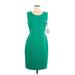 Calvin Klein Casual Dress - Sheath Scoop Neck Sleeveless: Green Print Dresses - Women's Size 8