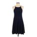 Saturday Sunday Casual Dress - Mini Halter Sleeveless: Blue Print Dresses - Women's Size Small