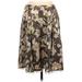 Banana Republic Silk A-Line Skirt Knee Length: Brown Print Bottoms - Women's Size 6