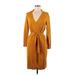 Ann Taylor Casual Dress - Wrap: Brown Dresses - Women's Size Medium Petite