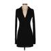 Lovers + Friends Casual Dress - Mini Plunge Long sleeves: Black Print Dresses - Women's Size X-Small