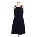 J.Crew Factory Store Casual Dress - A-Line Halter Sleeveless: Blue Dresses - Women's Size 10