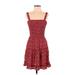 Sienna Sky Casual Dress - A-Line Square Sleeveless: Red Print Dresses - Women's Size Small