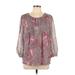 Tommy Hilfiger Long Sleeve Blouse: Pink Print Tops - Women's Size Large - Paisley Wash