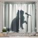 Ambesonne Cat Kitchen Curtain Bath Shadow of a Singing Kitty Dark Blue Grey Off Polyester in White | 36 H x 55 W in | Wayfair kc_429888_55x36