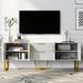 Contemporary TV Stand for 75-Inch TVs - Storage Cabinet with Drawers and Cabinets - Wood Console Table with Metal Legs