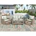 4 Piece U-style Patio Furniture Set,Outdoor Conversation Set All Weather Wicker Sectional Sofa with Ottoman and Cushions