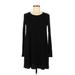 Forever 21 Casual Dress - Mini Crew Neck Long sleeves: Black Solid Dresses - Women's Size Medium