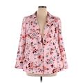 Lane Bryant Blazer Jacket: Below Hip Pink Print Jackets & Outerwear - Women's Size 16 Plus