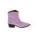 Express x Rocky Barnes Ankle Boots: Slouch Chunky Heel Feminine Purple Print Shoes - Women's Size 9 - Almond Toe