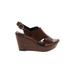 Born Handcrafted Footwear Wedges: Brown Solid Shoes - Women's Size 6 - Open Toe