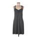 Born in America Casual Dress - A-Line V Neck Sleeveless: Gray Marled Dresses - Women's Size Large