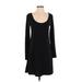 Mudd Casual Dress - A-Line Scoop Neck Long sleeves: Black Solid Dresses - Women's Size Small