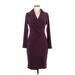 White House Black Market Casual Dress - Wrap: Burgundy Dresses - Women's Size 8 Petite