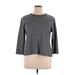 Lands' End 3/4 Sleeve T-Shirt: Gray Stripes Tops - Women's Size X-Large