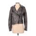 Blank NYC Faux Leather Jacket: Short Gray Print Jackets & Outerwear - Women's Size X-Small