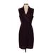 Lark & Ro Cocktail Dress - Sheath V-Neck Sleeveless: Burgundy Solid Dresses - Women's Size Small