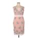Venus Cocktail Dress - Mini V Neck Sleeveless: Pink Print Dresses - Women's Size 16