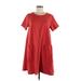 Cos Casual Dress - Mini Crew Neck Short sleeves: Red Solid Dresses - Women's Size Medium