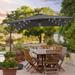 Arlmont & Co. Lannie 8.2×8.2Ft Outdoor Patio Umbrella, Square Canopy Offset Umbrella w/ LED Metal in Gray | Wayfair