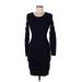French Connection Casual Dress - Bodycon Scoop Neck Long sleeves: Black Print Dresses - Women's Size 10
