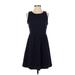 Ann Taylor LOFT Cocktail Dress - A-Line High Neck Sleeveless: Blue Stripes Dresses - Women's Size Small