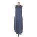 Olivia Rae Casual Dress - Midi High Neck Sleeveless: Blue Dresses - Women's Size Medium