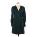 Alexia Admor Casual Dress - Wrap V-Neck Long sleeves: Green Solid Dresses - New - Women's Size 6