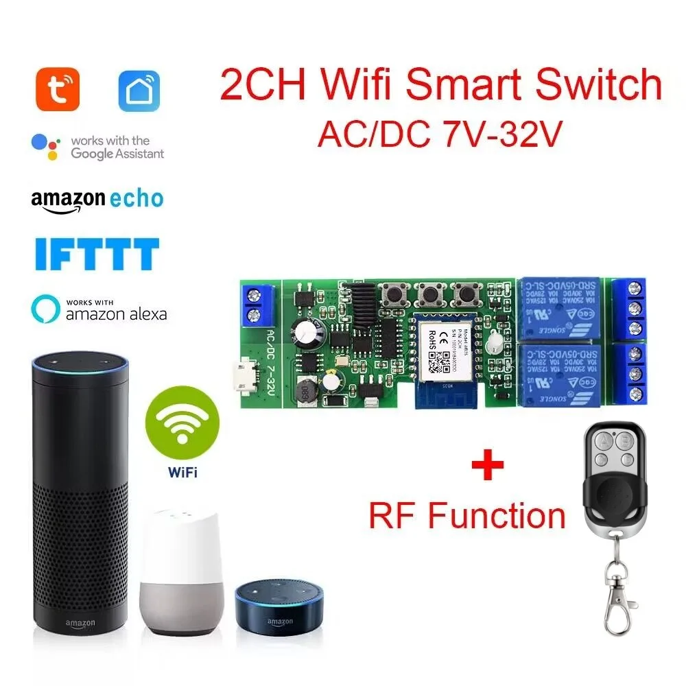 Tuya Wifi RF 433MHz Smart Garagentor Schiebetür Tor öffner Controller Wireless DC AC 12V 24V Schalter Unterstützung Fernbedienung Image