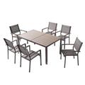 Ebern Designs Willersley Outdoor Dining Set Wood in Brown | Wayfair 81E5664BD38B46B2995382AEBC34CD17