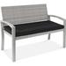 Red Barrel Studio® Outdoor Bench: 2-Person Wicker Garden Patio Porch W/Seat Cushion - 700Lb Capacity | Wayfair 0D86DB432AF24505B33445A69B48F1CE