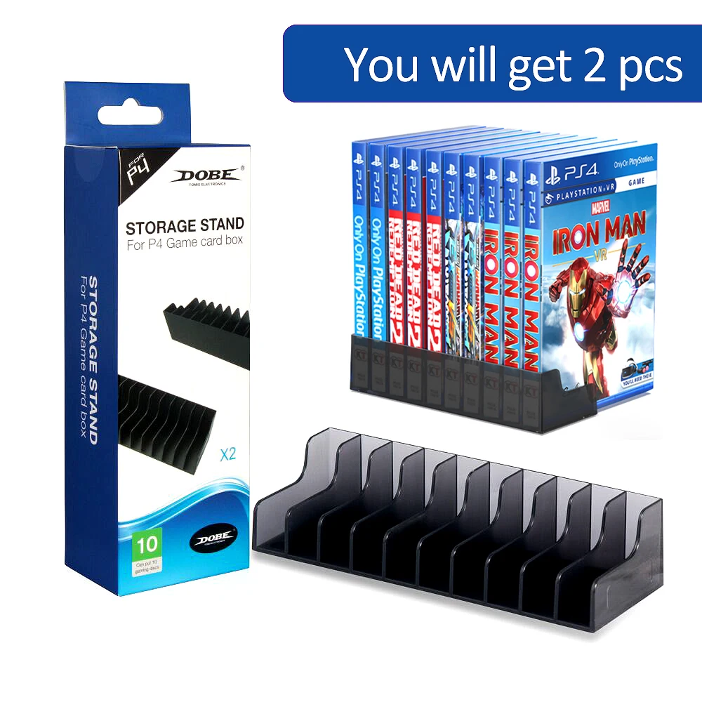2 stücke PS4/Slim/Pro 10 Spiel Discs Lagerung Display-ständer Schwarz Hard Shell Spiele Box Halter für Playstation 4 Spiel Zubehör Image