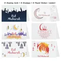 6Pcs Eid Mubarak Einladung Karten Umschläge Papier Aufkleber Kirche Ramadan Gruß Karte Für