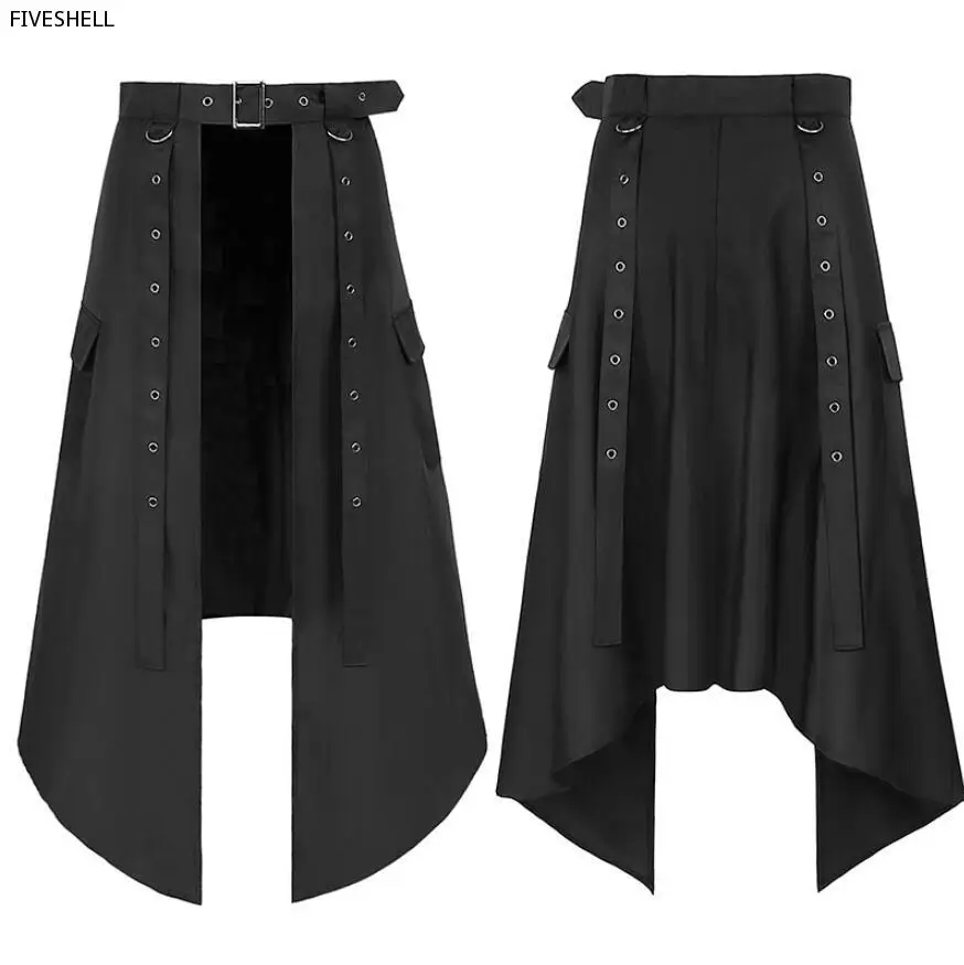 Erwachsene Männer Steampunk Kilt Rock mittelalter liche Gothic Open Front Cosplay Röcke römischen Krieger Kilt mit Gürtel Harujuku Rock Kostüm