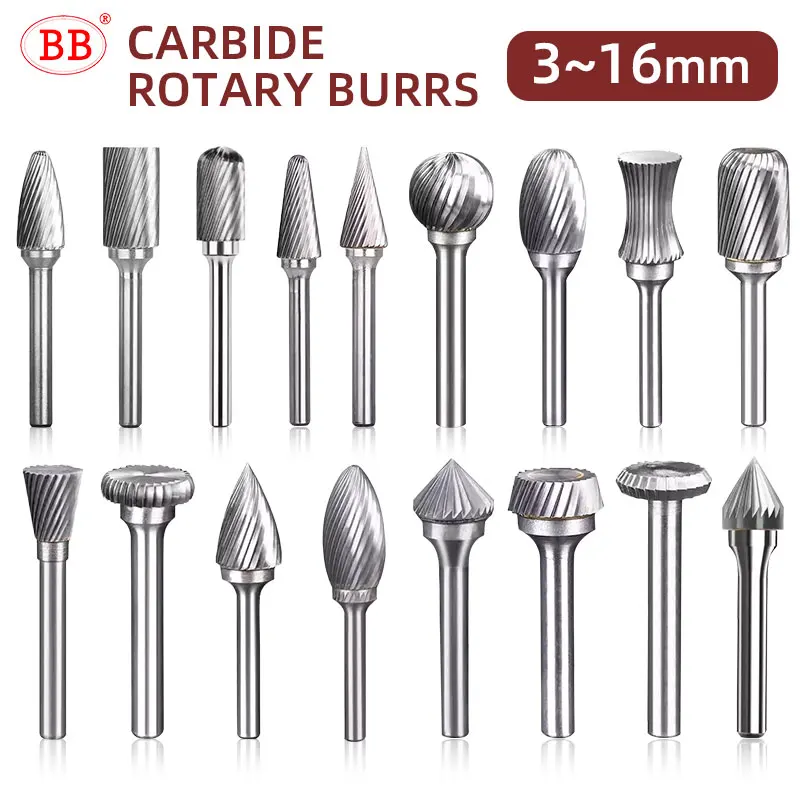 Lime rotanti BB Frese in metallo duro Smerigliatrice per sbavatura Tipo M Smerigliatrice con gambo da 6 mm per metallo