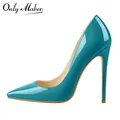 Onlymaker donna punta a punta in vernice 8CM 10CM 12CM tacchi sottili pompe Sexy scarpe da donna