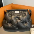 MM6 GlamSlam Unisex Black Sheepskin Commuting Versatile Large Capacity Shoulder Crossbody Bag Pillow