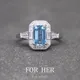 ForHer Jewelry 100% 925 Silver 5*8mm Aquamarine Lab Gem Ring for Women Cocktail Party Ring Fine