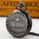 Vintage Luxury Black Case Quartz Pocket Watch for Men Roman Numeral Fob Chain Clock Necklace Pendant