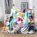 Cute S-Sailor Moon Throws Blanket Cartoon Gift Sofa Blanket for Adults and Children Bedroom Living