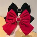 2 ladies spring new red and black big bow back head spring clip Top clip hair accessories all