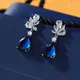 Elegant Sapphire Blue Cubic Teardrop Earrings for Wedding Parties