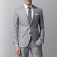 Light Grey Business Men Suits Slim Fit 2 Piece Male Fashion Jacket with Pants Wedding Tuxedo for