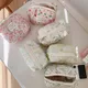 Fresh Sweet Green Crushed Flower Clip Cotton Thick Soft Small Square Bag Boat Bag Cotton Makeup Bag